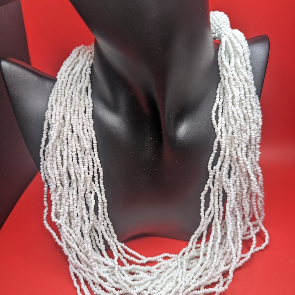 Elegant White Beaded Necklace